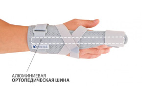 Ортез снабжен гибкой съемной алюминиевой шиной