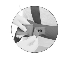 Прикрепите липучку (4) к поясу и закрепите ее.