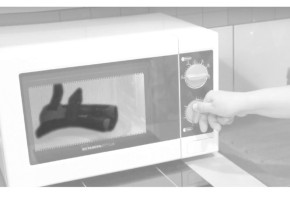 3)	Нагреваем ортез циклами в 10 сек, до его размягчения