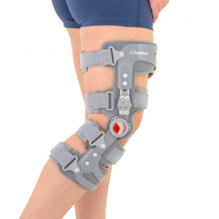 Экзоскелетный ортез нижней конечности с эргономичной регулировкой диапазона подвижности с шагом 15° и коррекцией варусной/вальгусной деформации коленного сустава Reh4Mat Spartan